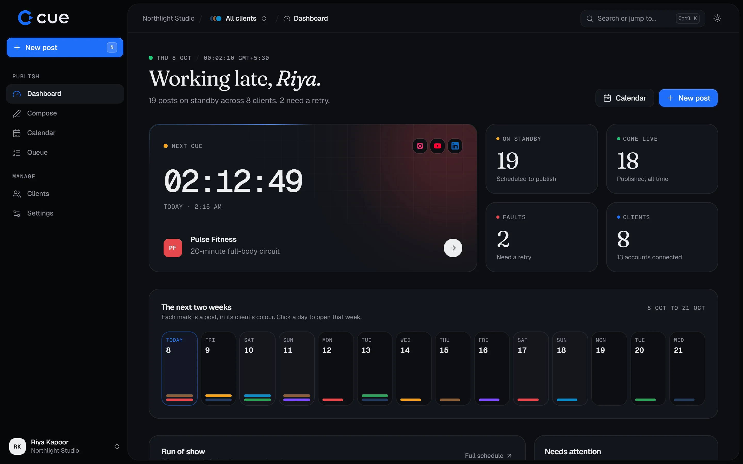 The Cue dashboard