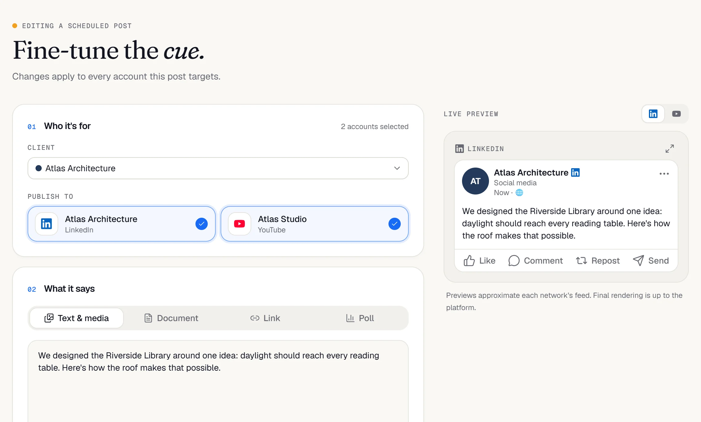 The Cue composer