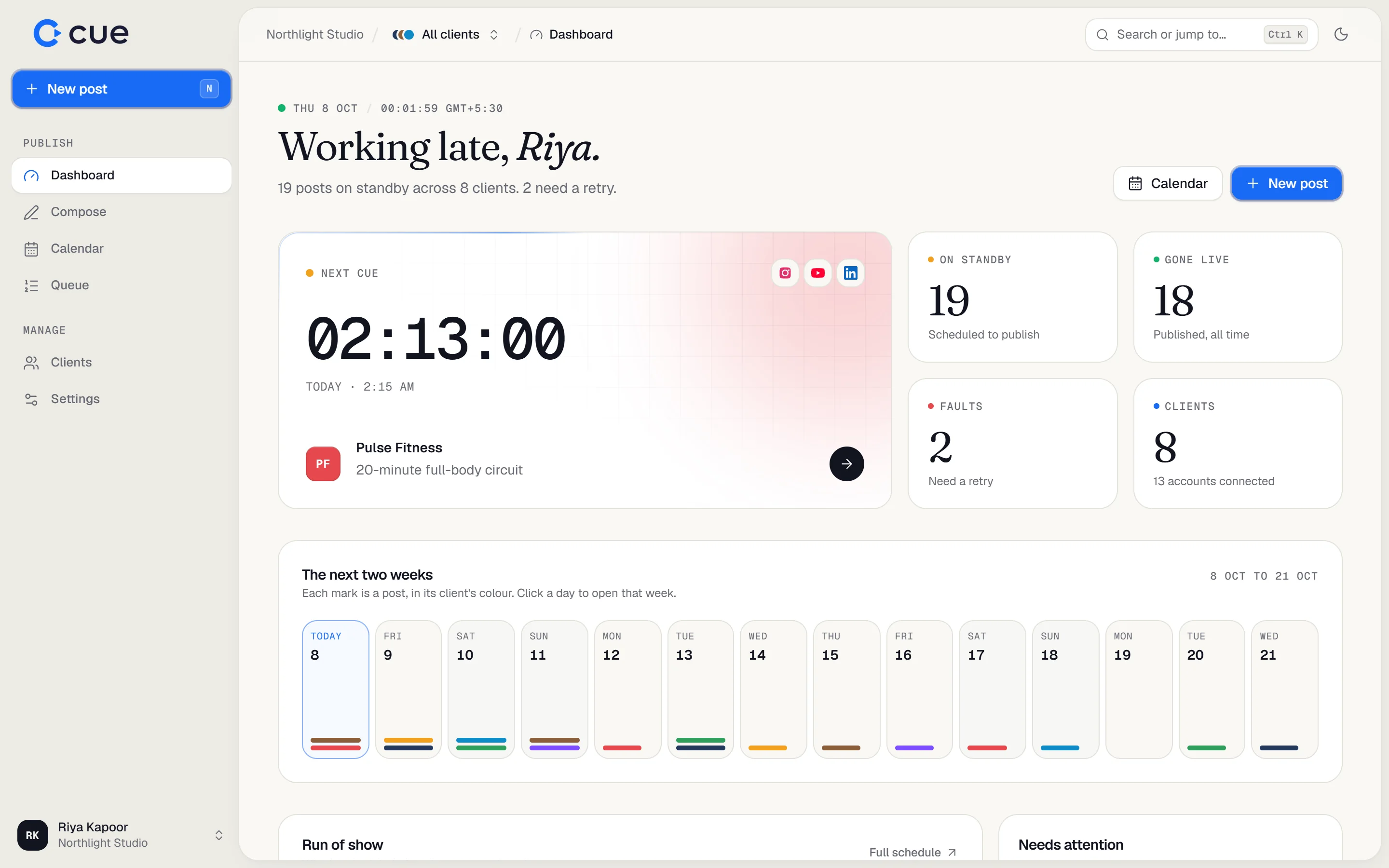 The Cue dashboard