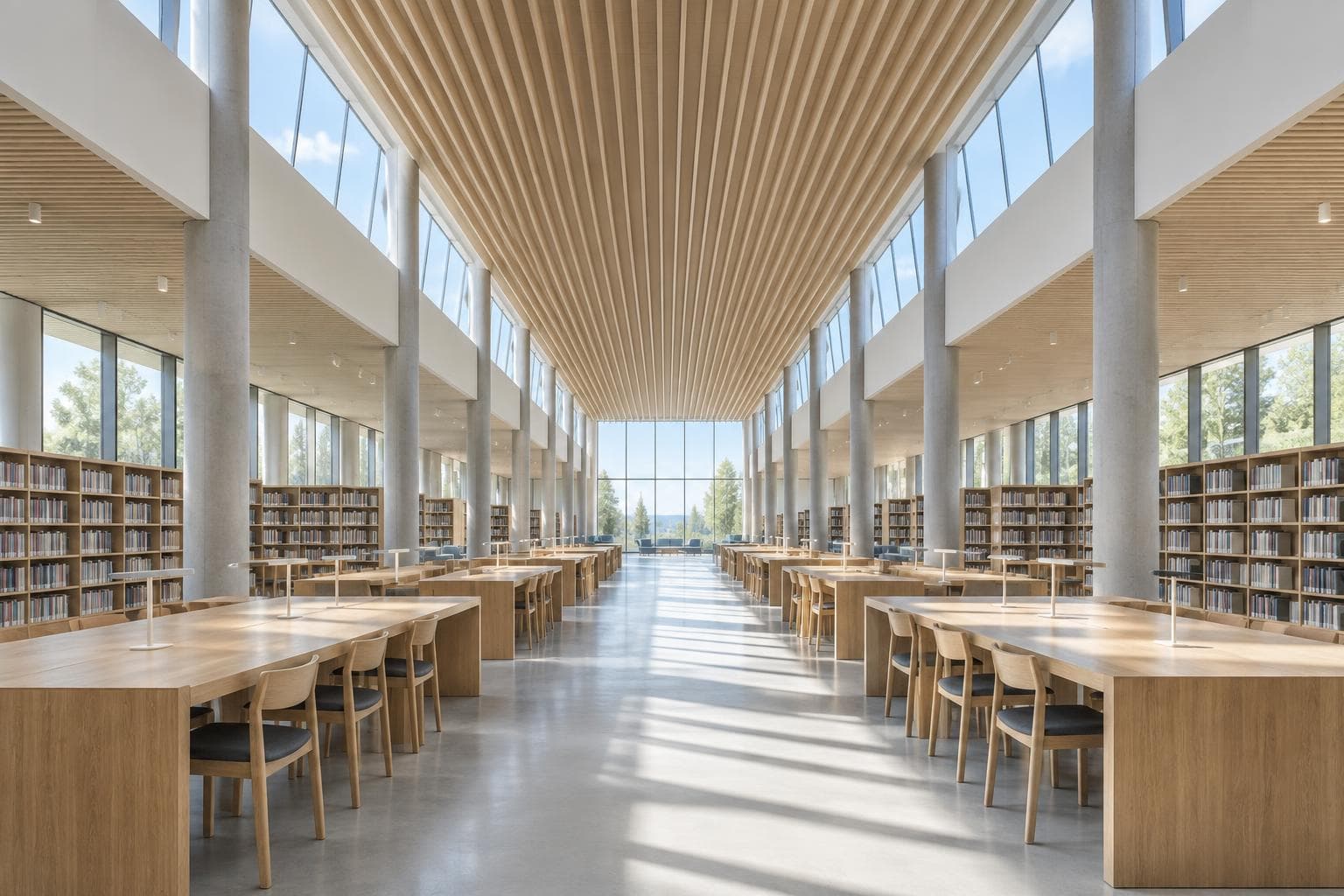 A daylit library reading room